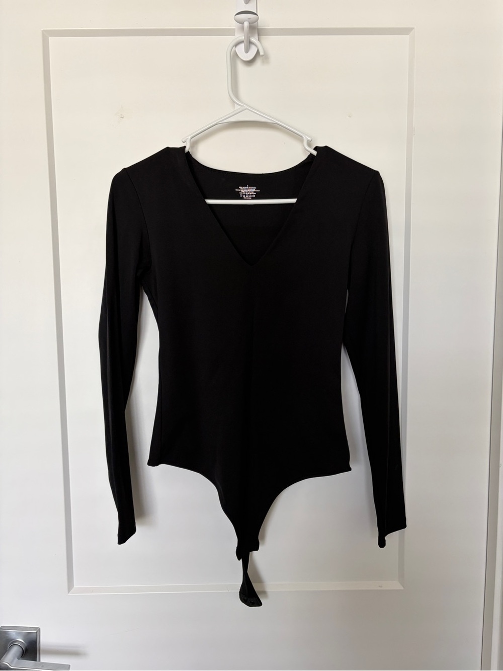 Classic Black V-Neck Long-Sleeve Bodysuit